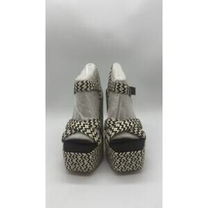 Jessica Simpson black and cream woven “Brycen” platform sandal, size 8